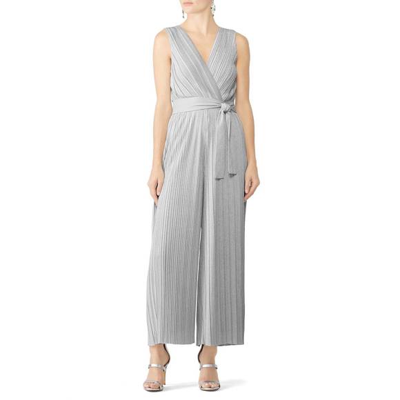 NEW SAYLOR kori jumpsuit in metallic print silver